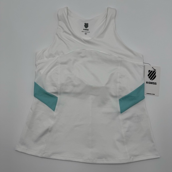 NWT K-Swiss Women's Colorblock SPF 50+ White Angel Tank Top Built in Bra Small - Picture 2 of 10
